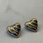 Modern Two-Tone Heart Earrings