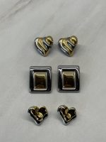 Modern Two-Tone Heart Earrings - Image 4