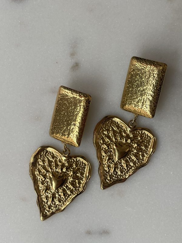 Golden Ember Heart Earrings