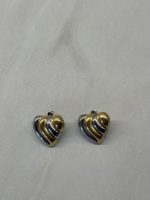 Modern Two-Tone Heart Earrings - Image 3