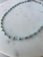 Aqua Pearl Line Necklace - Image 3