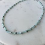 Aqua Pearl Line Necklace