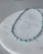 Aqua Pearl Line Necklace - Image 2